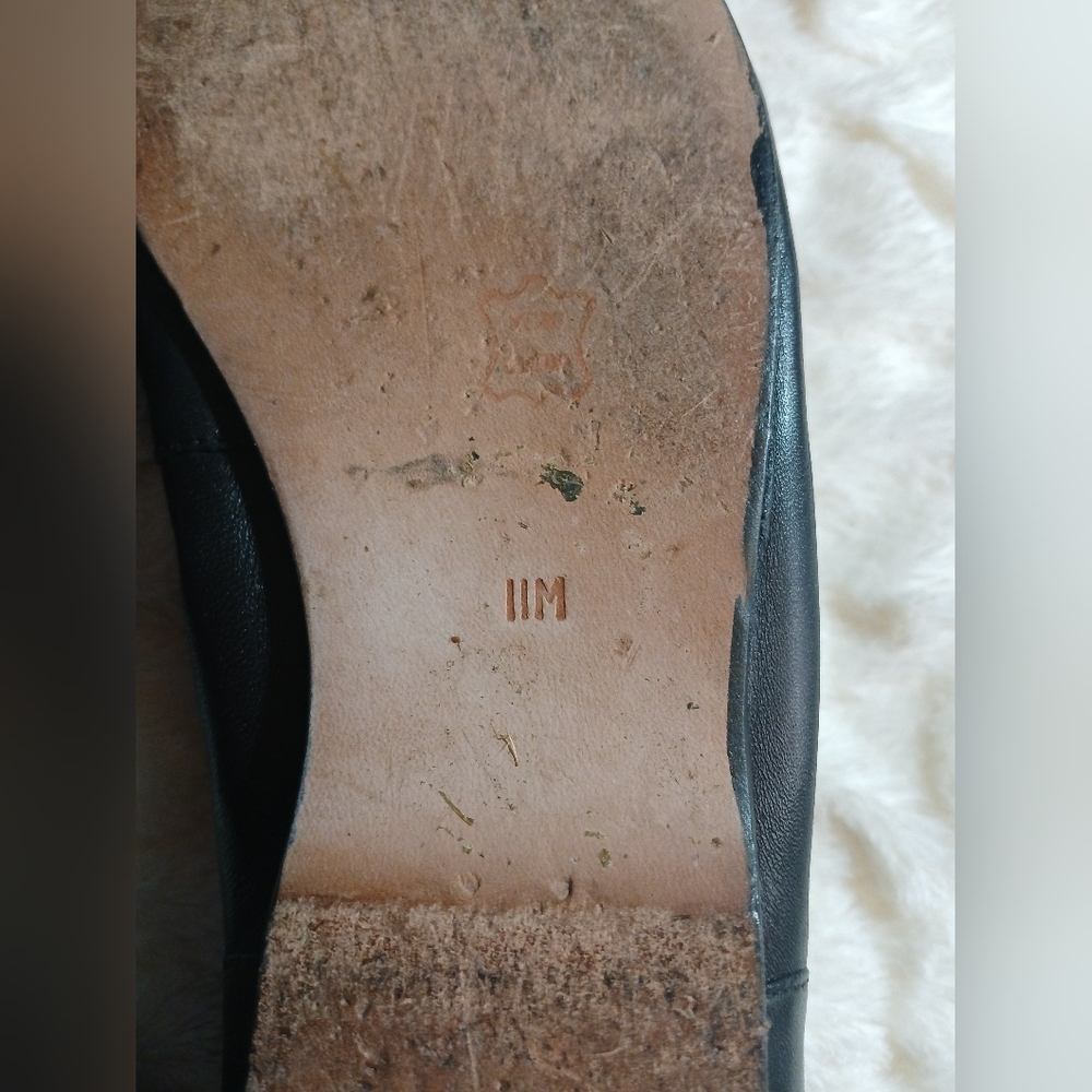 Enzo Angiolini "Rich" Womens Black Leather Slip On Flats Leopard Fur Toe Sz 11 M - Picture 9 of 10